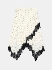 Mint Velvet Cream Polka Dot Lace Trim Midi Skirt - Image 7 of 7