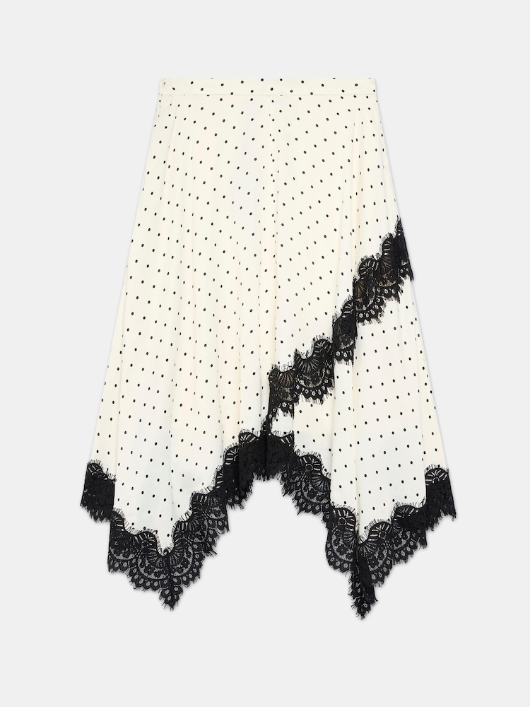 Mint Velvet Cream Polka Dot Lace Trim Midi Skirt - Image 7 of 7