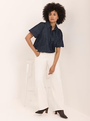 Mint Velvet Blue Paisley Denim Shirt - Image 3 of 7