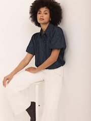 Mint Velvet Blue Paisley Denim Shirt - Image 4 of 7