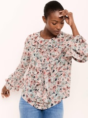 Mint Velvet Green Floral Print Ruffle Blouse - Image 2 of 8