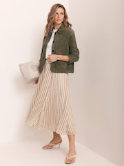 كريم - Mint Velvet Striped A Line Midi Skirt - صورة 1 من 7