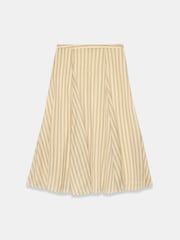 كريم - Mint Velvet Striped A Line Midi Skirt - صورة 6 من 7