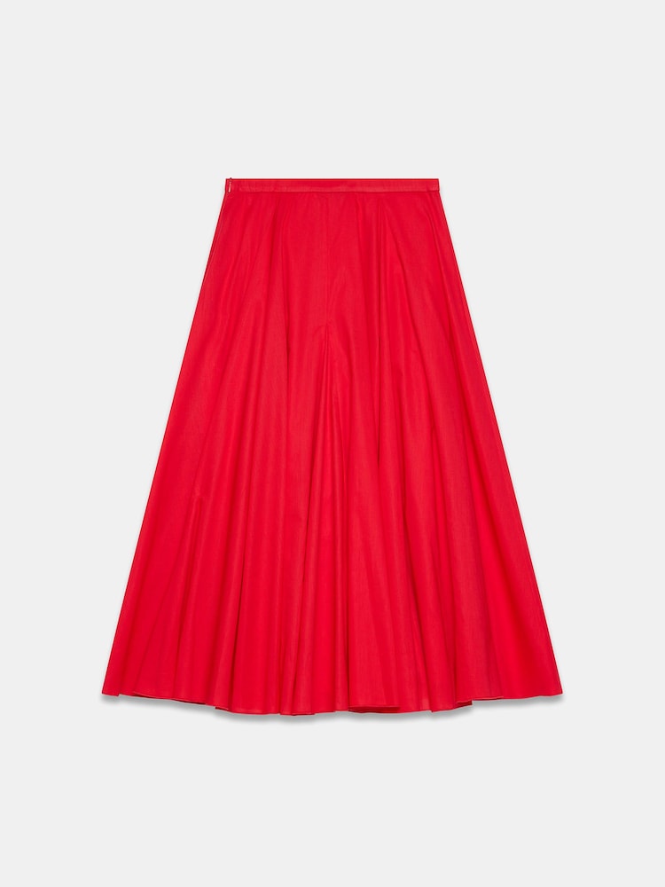 Mint Velvet Red Cotton Full Midi Skirt - Image 2 of 8