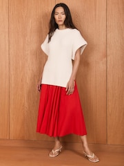 Mint Velvet Red Cotton Full Midi Skirt - Image 3 of 8