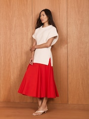 Mint Velvet Red Cotton Full Midi Skirt - Image 6 of 8