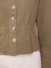 Mint Velvet Green Cotton Blend Peplum Jacket - Image 5 of 8