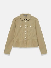 Mint Velvet Green Cotton Blend Peplum Jacket - Image 7 of 8