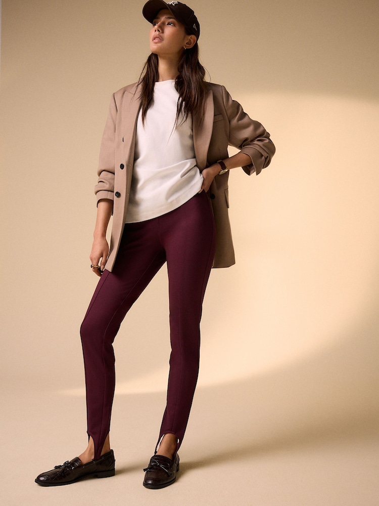 Burgundy Red Ponte Stirrup Leggings - Image 1 of 5