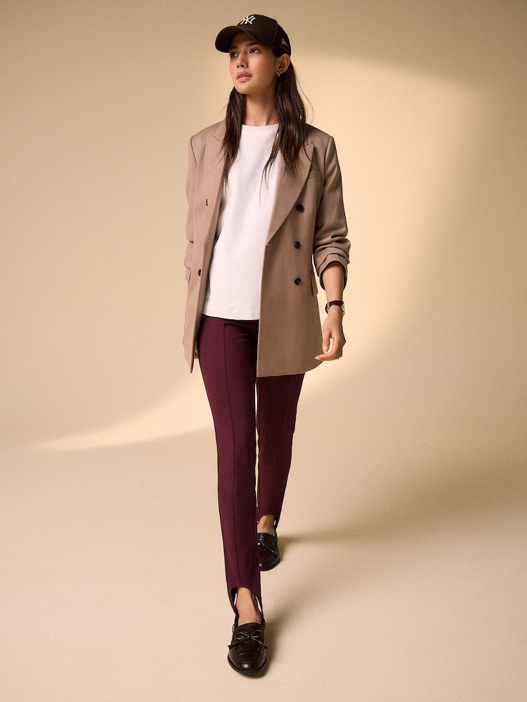 Burgundy Red Ponte Stirrup Leggings - Image 2 of 5