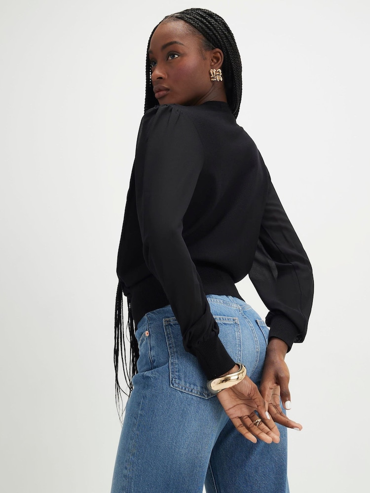 River Island Black Knitted Hybrid Long Sleeve Top - Image 4 of 4