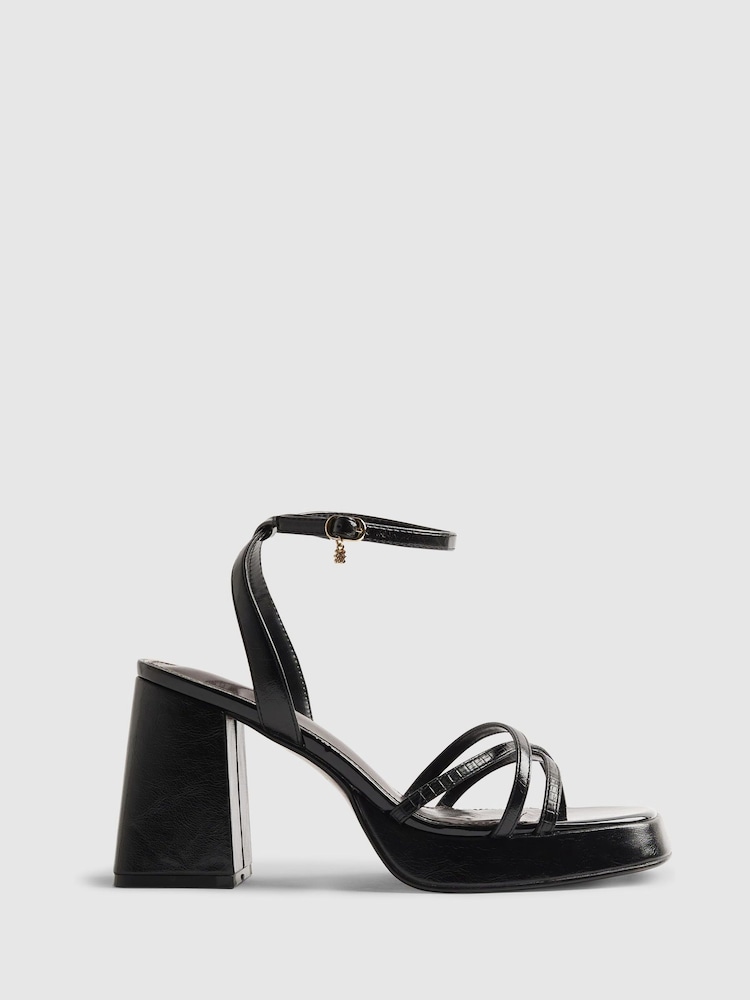 River Island Black Block Heel Cross Strap Sandals - Image 2 of 6