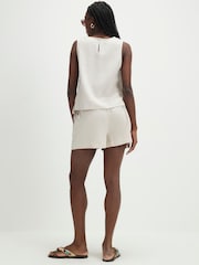 River Island Stone Linen Blend Tank Top and Short Set - Image 4 of 4