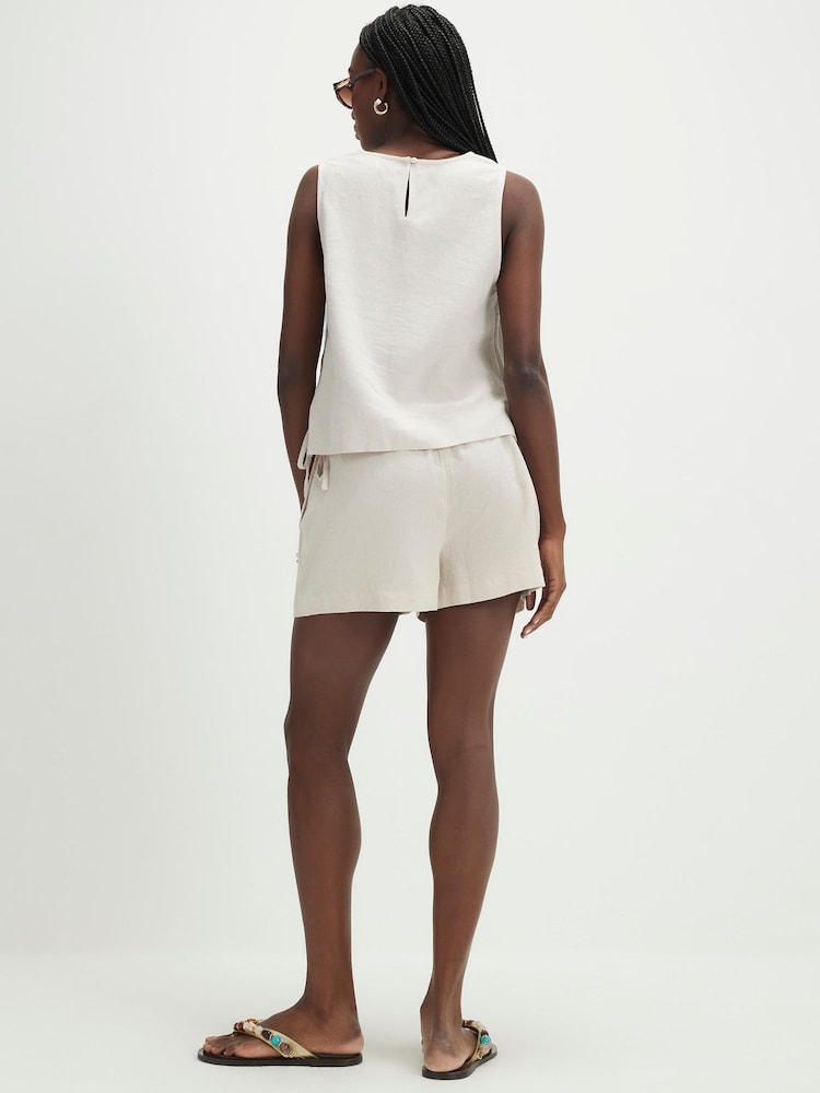 River Island Stone Linen Blend Tank Top and Short Set - Image 4 of 4