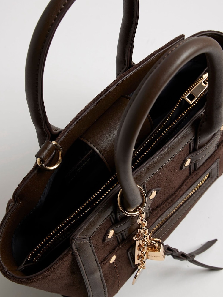 River Island Brown Faux Suede Winged Cross-Body Bag - Image 5 of 5