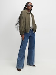 River Island Green Bubble Hem Bomber Jacket - Image 1 of 4