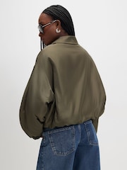 River Island Green Bubble Hem Bomber Jacket - Image 3 of 4