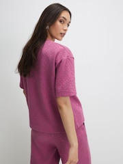 River Island Pink Floral Textured Boxy T-Shirt - Image 3 of 4