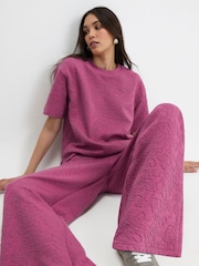 River Island Pink Floral Textured Boxy T-Shirt - Image 4 of 4