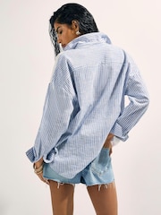 River Island White Embroiderd Stripe Patchwork Shirt - Image 2 of 4