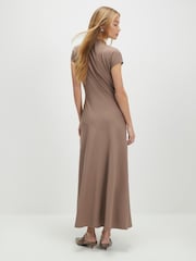 River Island Brown High Neck Ruched Drape Maxi Dress - Image 3 of 4