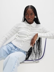 River Island White Embellished Button Daisy Cardigan - Image 1 of 4