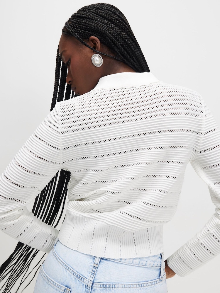 River Island White Embellished Button Daisy Cardigan - Image 2 of 4