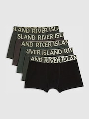 River Island Green Metallic Waistband Trunks 5 Pack - Image 1 of 1