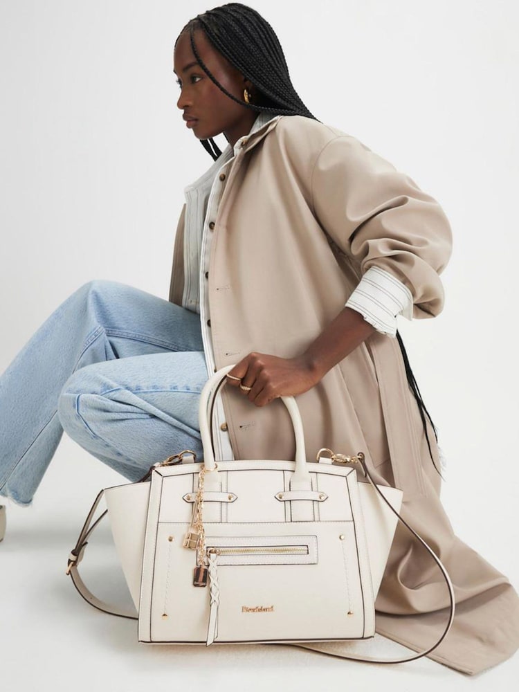 River Island Cream Winged Panelled Zip Tote - Image 1 of 6 River Island Cream Winged Panelled Zip Tote - Image 1 of 6