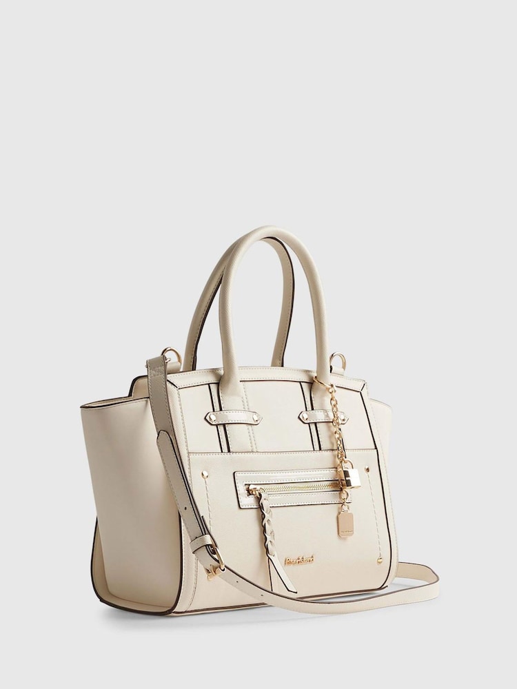 River Island Cream Winged Panelled Zip Tote - Image 2 of 6 River Island Cream Winged Panelled Zip Tote - Image 2 of 6