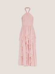 Monsoon Pink Arizona Halter Ruffle Prom Dress - Image 1 of 2
