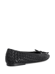 Dune London Black Wide Fit Leather Heat Woven Ballerina Shoes - Image 3 of 6