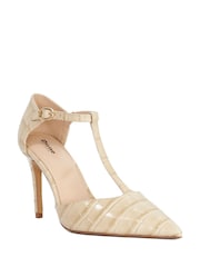 Dune London Cream Castered Updated T Bar Point Court Shoes - Image 3 of 6