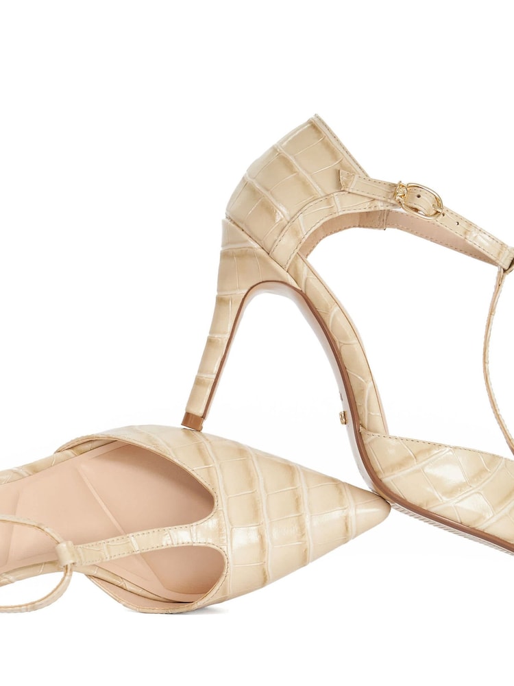 Dune London Cream Castered Updated T Bar Point Court Shoes - Image 6 of 6