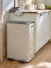 Pink Heart Print 60l 3 Compartment Soft Close Pedal Bin - Image 1 of 3