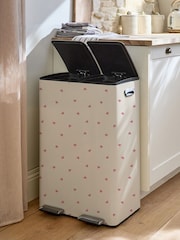 Pink Heart Print 60l 3 Compartment Soft Close Pedal Bin - Image 2 of 3