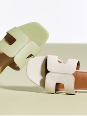 Dune London Green Wide Fit Loupe Smart Slider Sandals - Image 3 of 8