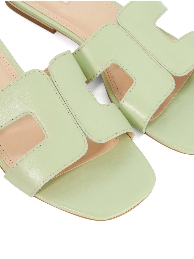 Dune London Green Wide Fit Loupe Smart Slider Sandals - Image 8 of 8