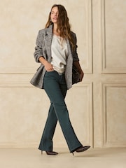 Teal Blue Mid Rise Stretch Bootcut Jeans - Image 2 of 10