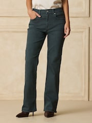 Teal Blue Mid Rise Stretch Bootcut Jeans - Image 3 of 10