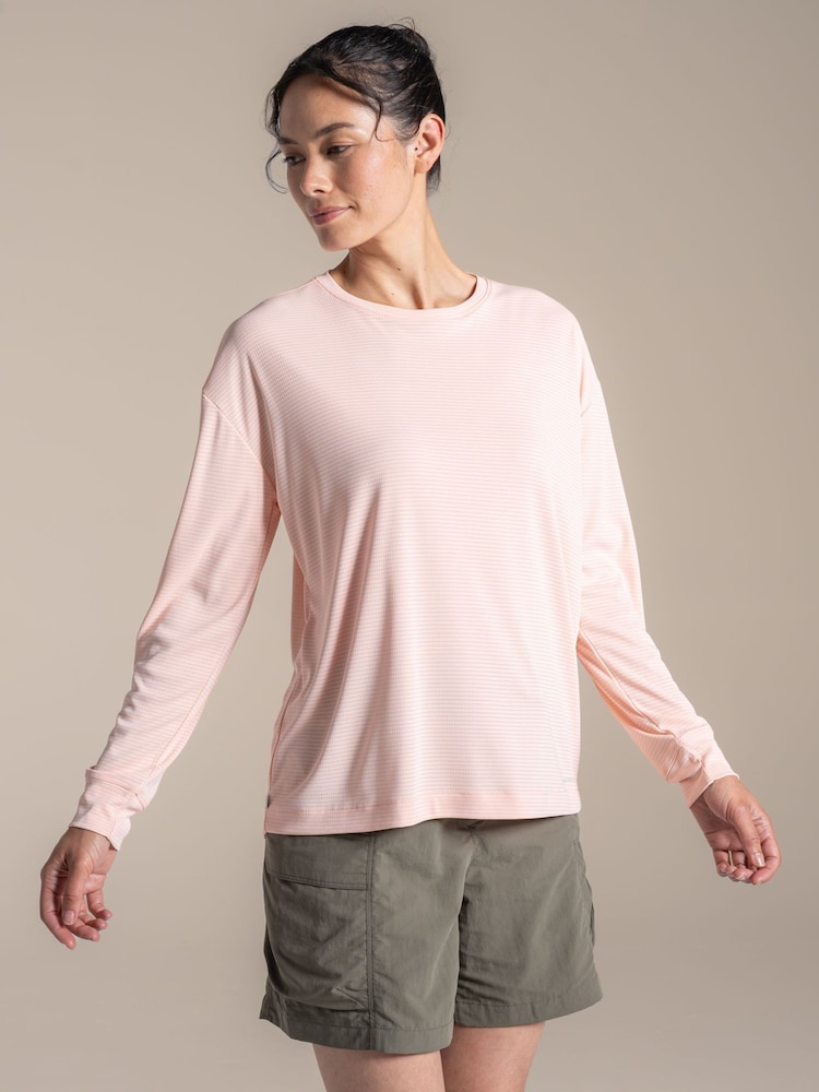 Craghoppers Pink Nosilife Solarshield+Long Sleeved T-Shirt - Image 1 of 4 Craghoppers Pink Nosilife Solarshield+Long Sleeved T-Shirt - Image 1 of 4