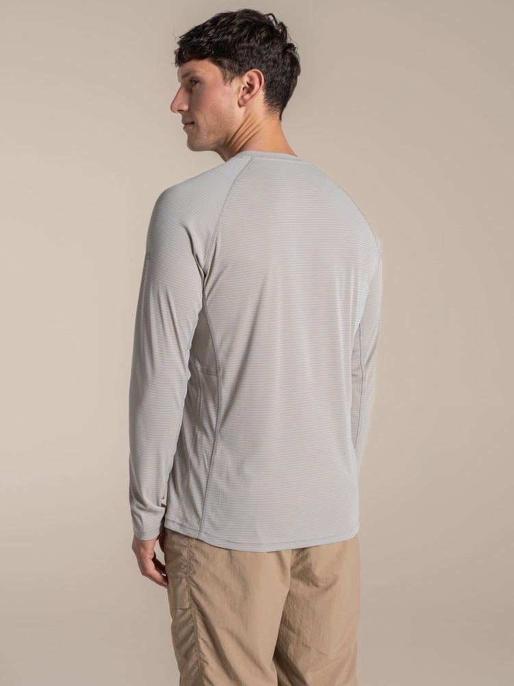 Craghoppers Grey NosiLife SolarShield+ Long Sleeved T-Shirt - Image 2 of 4 Craghoppers Grey NosiLife SolarShield+ Long Sleeved T-Shirt - Image 2 of 4