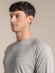Craghoppers Grey NosiLife SolarShield+ Long Sleeved T-Shirt - Image 3 of 4