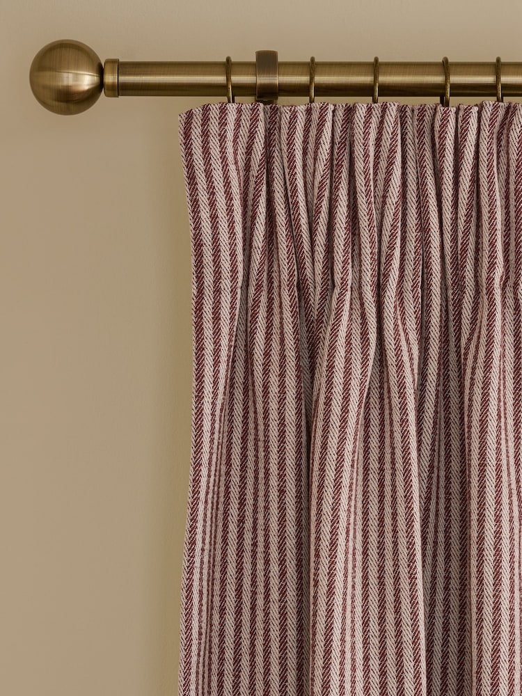 Burgundy Red Brushed Stripe Lined Curtains - Image 1 of 5