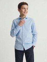 JACK & JONES Junior Blue Stretch Long Sleeve Shirt - Image 3 of 4