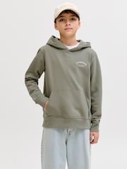 JACK & JONES JUNIOR Grey Logo Back Print Hoodie - Image 1 of 7