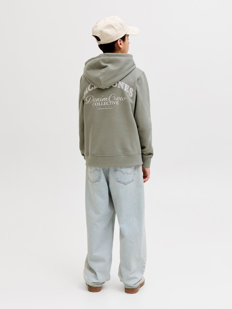 JACK & JONES JUNIOR Grey Logo Back Print Hoodie - Image 2 of 7