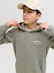 JACK & JONES JUNIOR Grey Logo Back Print Hoodie - Image 3 of 7