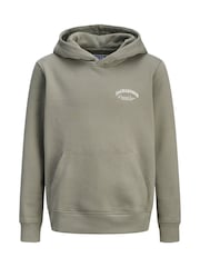 JACK & JONES JUNIOR Grey Logo Back Print Hoodie - Image 5 of 7