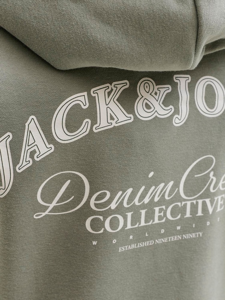 JACK & JONES JUNIOR Grey Logo Back Print Hoodie - Image 7 of 7